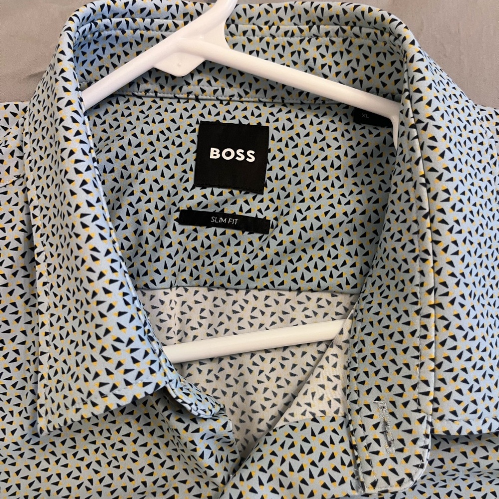 Boss Blue Casual Button Down Shirt with Classic Collar
